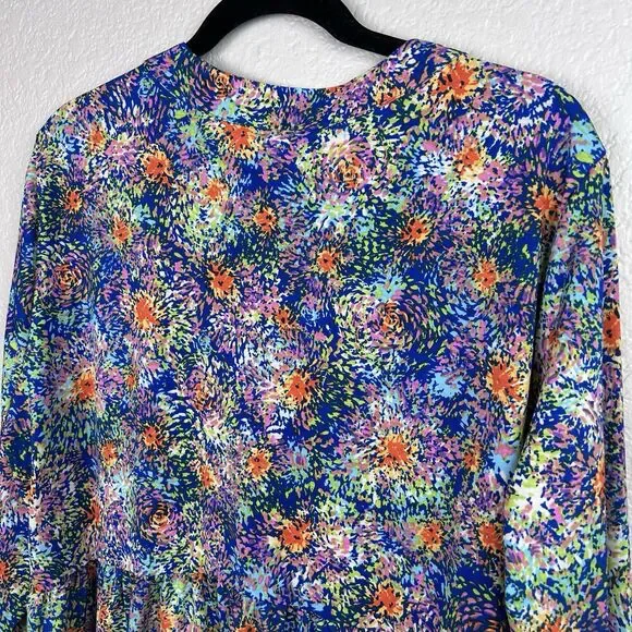 Dear Scarlett Women's Lizzy Babydoll 3/4 Sleeve Top Multicolor Fireworks 2X - Picture 4 of 8